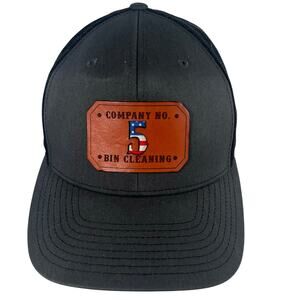 Richardson Gray Black Snapback Cap Leather Co # 5 Bin Cleaning Trucker Hat